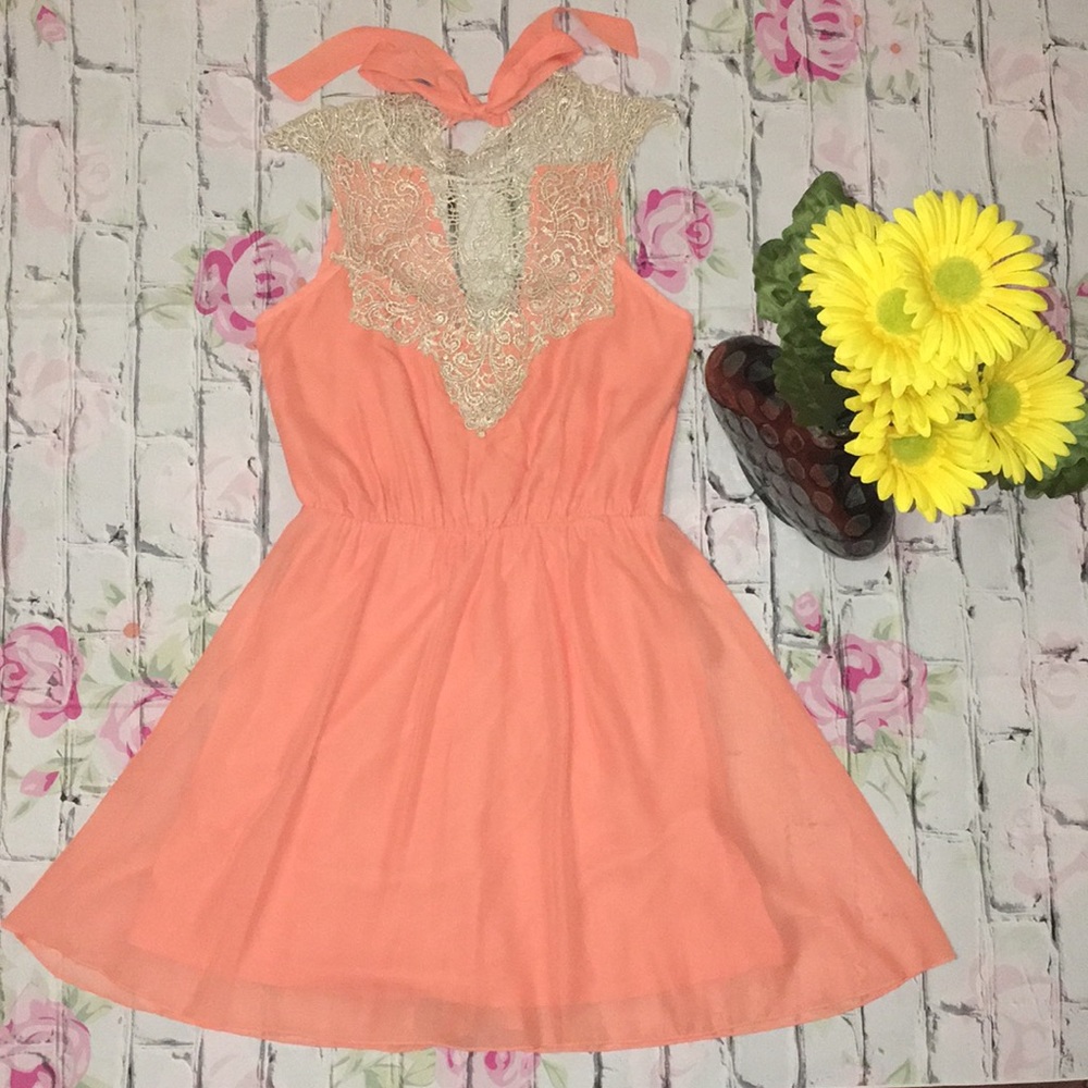 Beautiful Peach and Lace Dress
